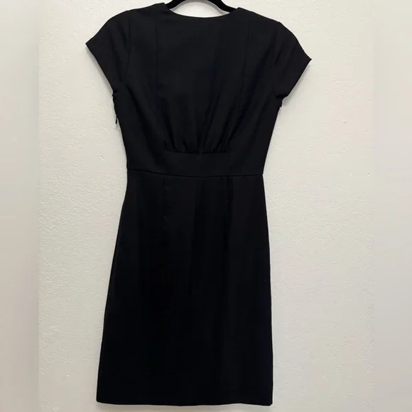 J. CREW Factory Suiting Wool Blend Black Sheath Career Dress Size 0 V Neck - Picture 2 of 11